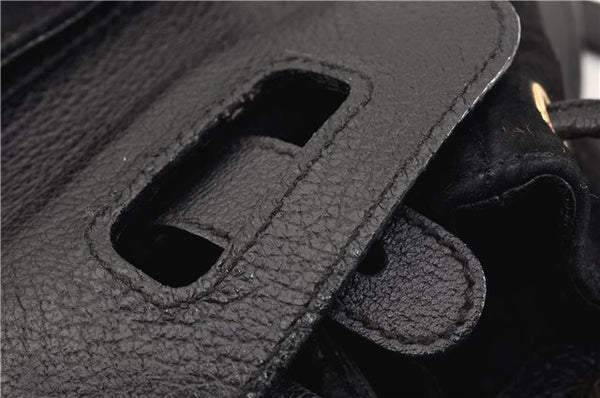 Authentic GUCCI Bamboo Vintage Backpack Purse Suede Leather Black 1914G