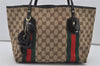 Auth GUCCI Jolie Web Sherry Line Tote Bag GG Canvas Enamel 211971 Brown 1914I