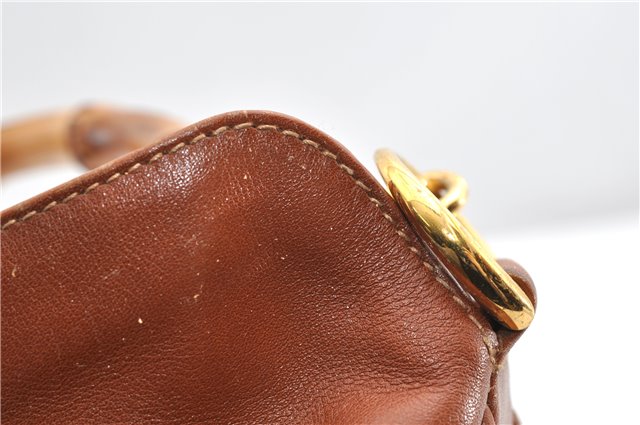 Authentic GUCCI Bamboo 2Way Shoulder Hand Bag Purse Leather Brown Junk 1915G