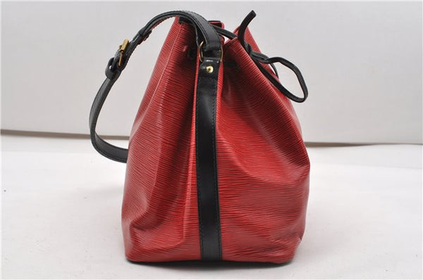 Authentic Louis Vuitton Epi Petit Noe Bi-color Black x Red Drawstring Bag 1916G
