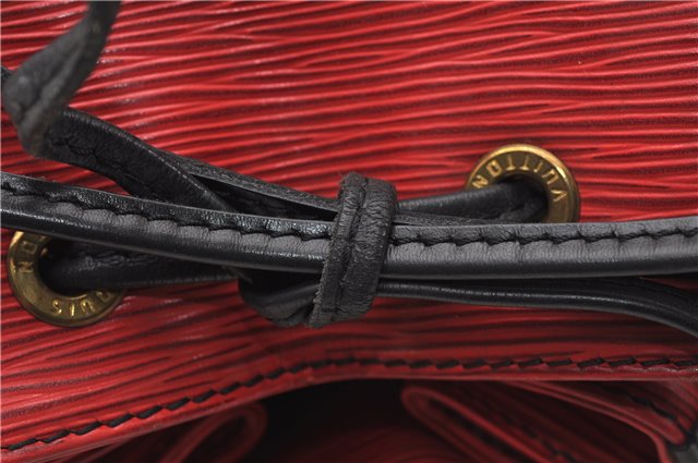 Authentic Louis Vuitton Epi Petit Noe Bi-color Black x Red Drawstring Bag 1916G