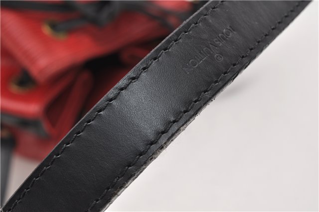 Authentic Louis Vuitton Epi Petit Noe Bi-color Black x Red Drawstring Bag 1916G