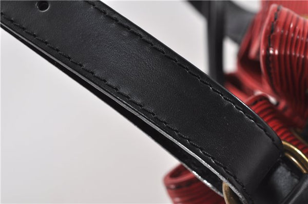 Authentic Louis Vuitton Epi Petit Noe Bi-color Black x Red Drawstring Bag 1916G