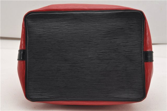 Authentic Louis Vuitton Epi Petit Noe Bi-color Black x Red Drawstring Bag 1916G