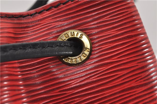 Authentic Louis Vuitton Epi Petit Noe Bi-color Black x Red Drawstring Bag 1916G