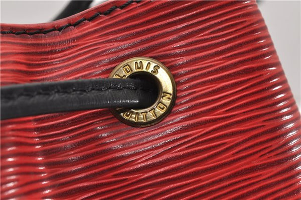 Authentic Louis Vuitton Epi Petit Noe Bi-color Black x Red Drawstring Bag 1916G