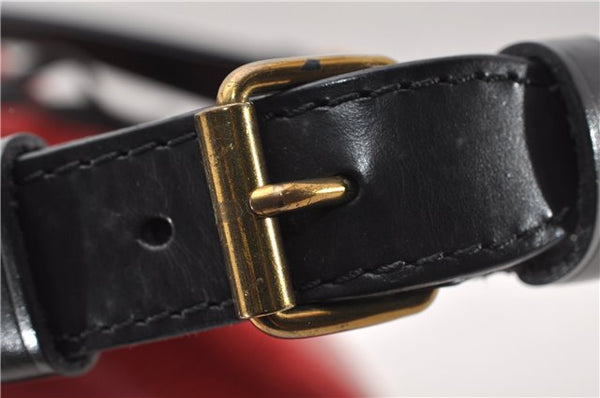 Authentic Louis Vuitton Epi Petit Noe Bi-color Black x Red Drawstring Bag 1916G