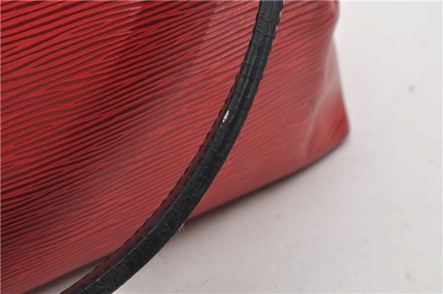 Authentic Louis Vuitton Epi Petit Noe Bi-color Black x Red Drawstring Bag 1916G