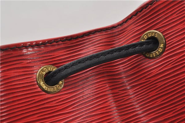 Authentic Louis Vuitton Epi Petit Noe Bi-color Black x Red Drawstring Bag 1916G