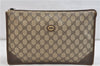 Authentic GUCCI Clutch Hand Bag Purse GG PVC Leather Brown 1917D