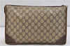 Authentic GUCCI Clutch Hand Bag Purse GG PVC Leather Brown 1917D