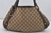 Authentic GUCCI Abbey Shoulder Tote Bag GG Canvas Leather 130736 Brown 1924I