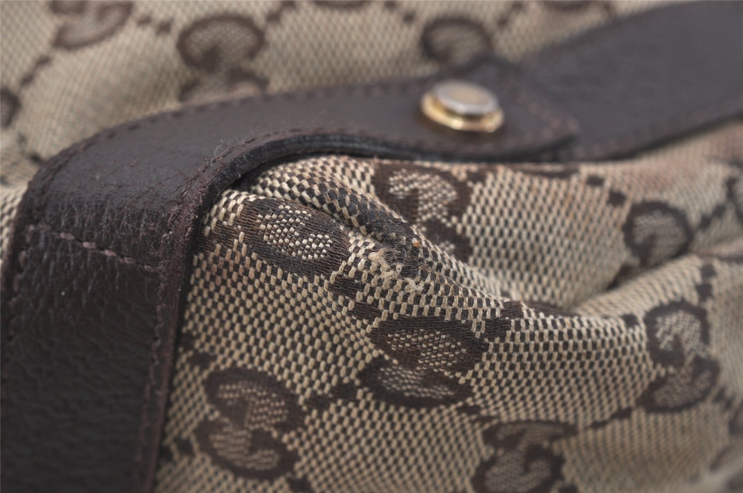 Authentic GUCCI Abbey Shoulder Tote Bag GG Canvas Leather 130736 Brown 1924I