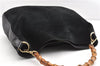 Authentic GUCCI Bamboo Vintage Shoulder Hand Bag Suede Leather Black 1927G