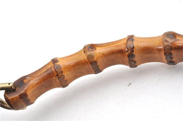 Authentic GUCCI Bamboo Vintage Shoulder Hand Bag Suede Leather Black 1927G