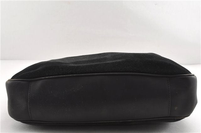 Authentic GUCCI Bamboo Vintage Shoulder Hand Bag Suede Leather Black 1927G