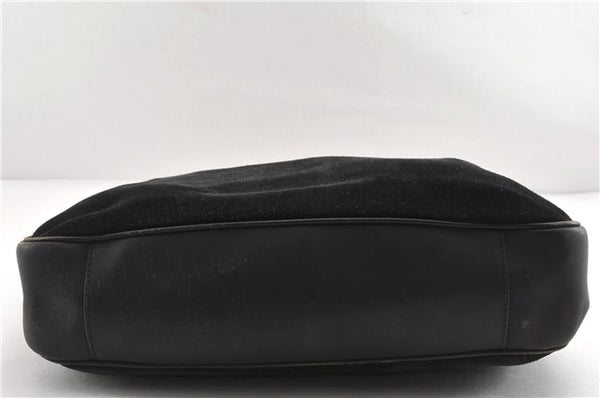 Authentic GUCCI Bamboo Vintage Shoulder Hand Bag Suede Leather Black 1927G