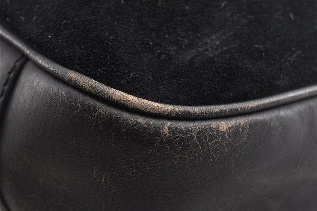 Authentic GUCCI Bamboo Vintage Shoulder Hand Bag Suede Leather Black 1927G
