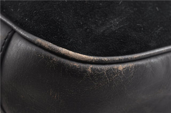 Authentic GUCCI Bamboo Vintage Shoulder Hand Bag Suede Leather Black 1927G