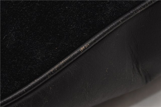 Authentic GUCCI Bamboo Vintage Shoulder Hand Bag Suede Leather Black 1927G