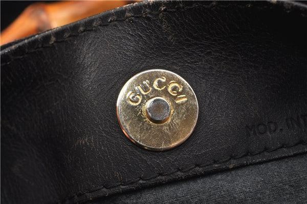 Authentic GUCCI Bamboo Vintage Shoulder Hand Bag Suede Leather Black 1927G