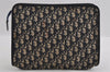 Authentic Christian Dior Trotter Clutch Bag Purse Canvas Leather Blue 1927I