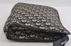 Authentic Christian Dior Trotter Clutch Bag Purse Canvas Leather Blue 1927I