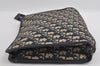 Authentic Christian Dior Trotter Clutch Bag Purse Canvas Leather Blue 1927I