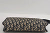 Authentic Christian Dior Trotter Clutch Bag Purse Canvas Leather Blue 1927I
