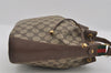 Authentic GUCCI Web Sherry Line Drawstring Bag GG PVC Leather Brown 1929I