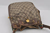 Authentic GUCCI Web Sherry Line Drawstring Bag GG PVC Leather Brown 1929I