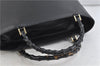 Authentic GUCCI Bamboo Shoulder Tote Bag Leather Black 1931D