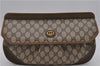 Authentic GUCCI Vintage Clutch Hand Bag Purse GG PVC Leather Brown 1933D