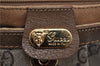 Authentic GUCCI Vintage Clutch Hand Bag Purse GG PVC Leather Brown 1933D