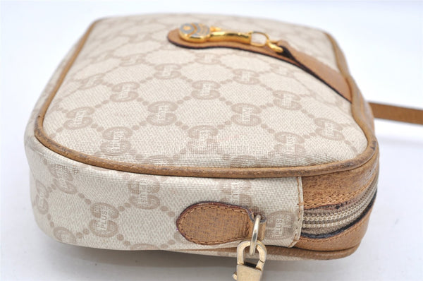 Authentic GUCCI GG Plus PVC Leather Shoulder Cross Body Bag Purse White 1936I