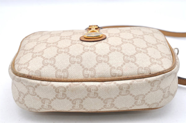 Authentic GUCCI GG Plus PVC Leather Shoulder Cross Body Bag Purse White 1936I
