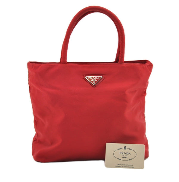 Authentic PRADA Vintage Nylon Tessuto Hand Tote Bag B7952 Red 1937G