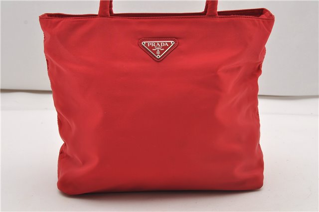 Authentic PRADA Vintage Nylon Tessuto Hand Tote Bag B7952 Red 1937G