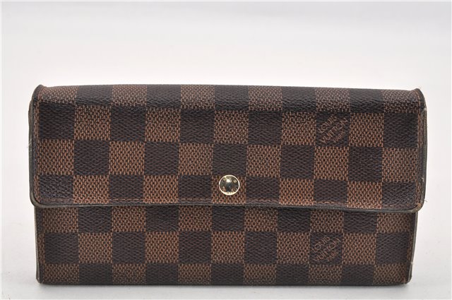 Authentic Louis Vuitton Damier Portefeuille Sarah Long Wallet N61734 LV 1939G