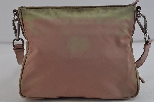 Authentic PRADA Nylon Leather Shoulder Cross Body Bag Khaki Light Purple 1940D