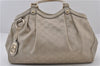 Authentic GUCCI Guccissima Sukey Shoulder Tote Bag GG Leather 211944 Ivory 1941F