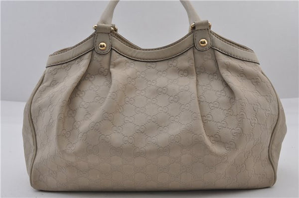 Authentic GUCCI Guccissima Sukey Shoulder Tote Bag GG Leather 211944 Ivory 1941F