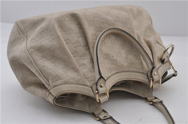 Authentic GUCCI Guccissima Sukey Shoulder Tote Bag GG Leather 211944 Ivory 1941F