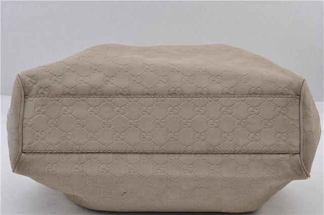 Authentic GUCCI Guccissima Sukey Shoulder Tote Bag GG Leather 211944 Ivory 1941F