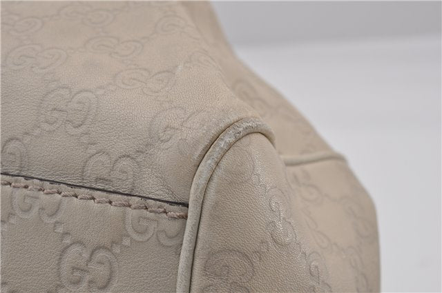 Authentic GUCCI Guccissima Sukey Shoulder Tote Bag GG Leather 211944 Ivory 1941F