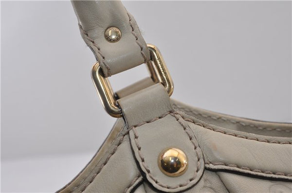 Authentic GUCCI Guccissima Sukey Shoulder Tote Bag GG Leather 211944 Ivory 1941F