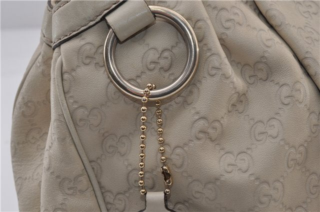 Authentic GUCCI Guccissima Sukey Shoulder Tote Bag GG Leather 211944 Ivory 1941F