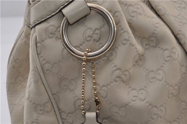 Authentic GUCCI Guccissima Sukey Shoulder Tote Bag GG Leather 211944 Ivory 1941F