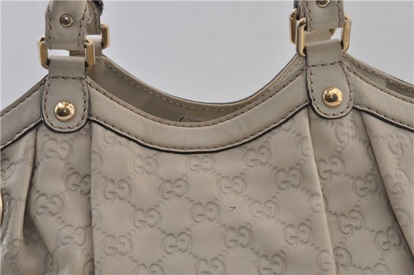 Authentic GUCCI Guccissima Sukey Shoulder Tote Bag GG Leather 211944 Ivory 1941F