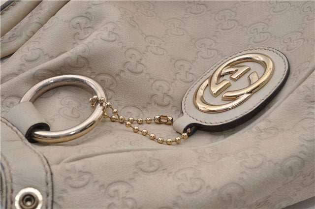 Authentic GUCCI Guccissima Sukey Shoulder Tote Bag GG Leather 211944 Ivory 1941F
